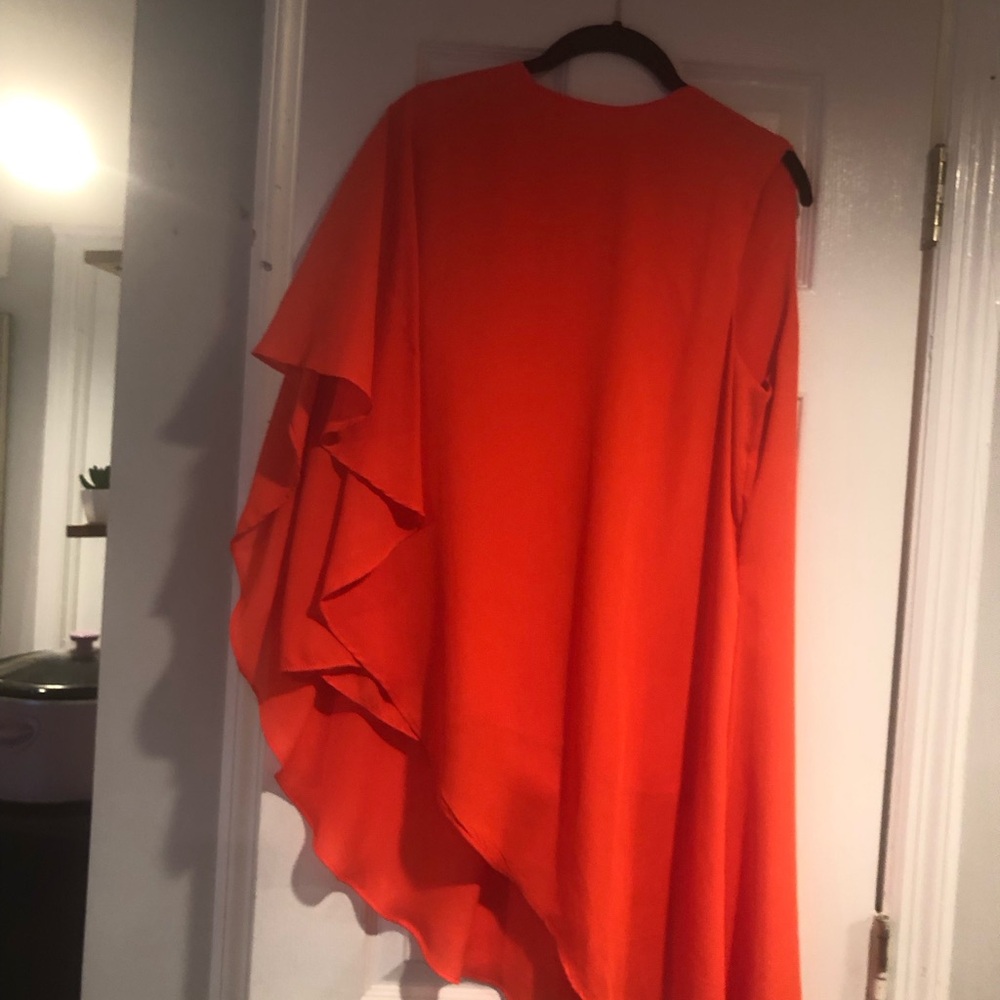 Red Ruffled Tiered Long Sleeve Blouse